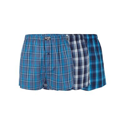 Three pack of blue woven boxers